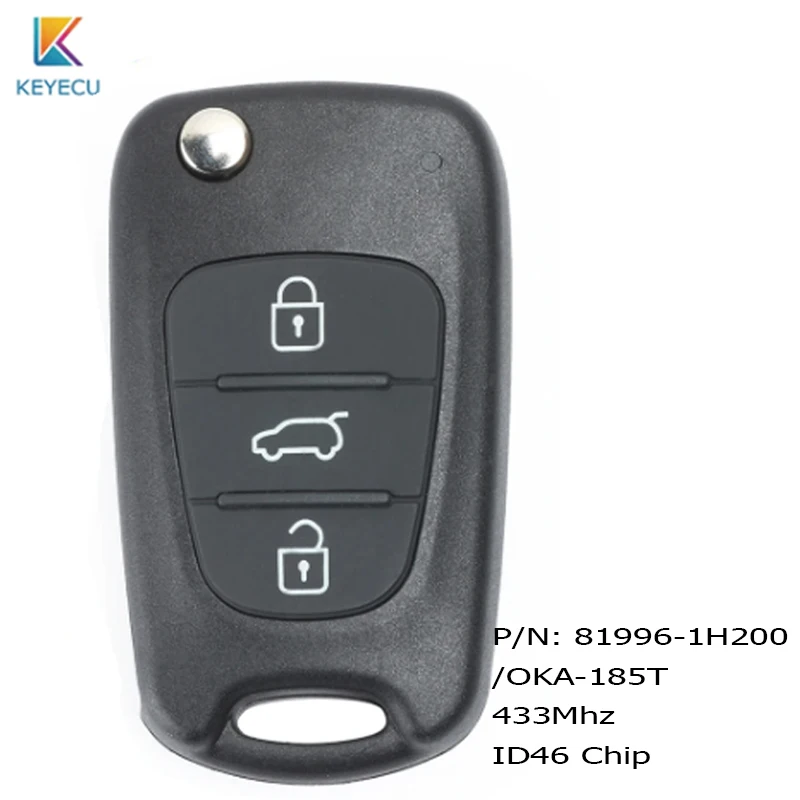 

Keyecu CE0682 Model OKA-185T 3 Buttons 433MHz ID46 Chip Flip Remote Car Key Fob for Kia Rio Ceed CeedPro Picanto Sportage