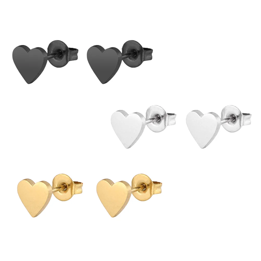 

3 Pairs Heart Shaped Stainless Steel Earrings for Men Durable Fashion Accessories Simple Elegant Jewelry Gift Idea Loved Ones