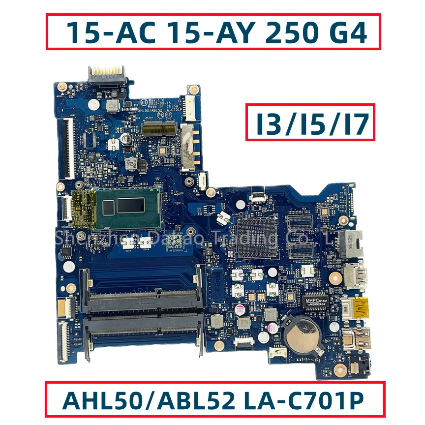 para Pavilhão hp 15-ac 15-ay 250 g4 Placa-mãe com I35005u I5-5200u I7-5500u Cpu Ddr4 854941601 Ahl50 Abl52 La-c701p