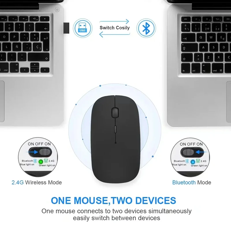 Xiaomi Mouse Bluetooth da 2,4 GHz Wireless USB ricaricabile Silenzio Ergonomia Doppio modello Mini tastiere portatili leggibili DPI