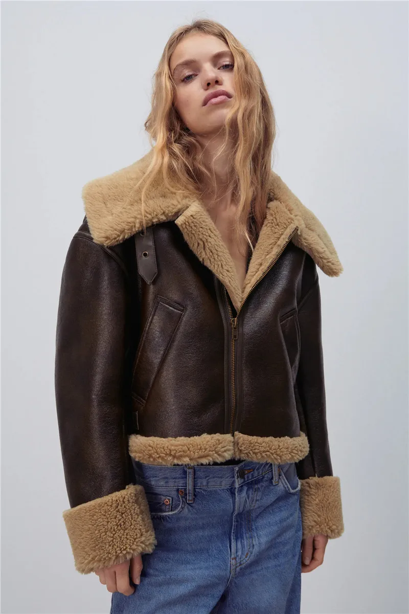 Sided Jacket 2021 Women\'s Winter Lambskin Faux Fur Effect Double-sided Jacket With Extra Warmth