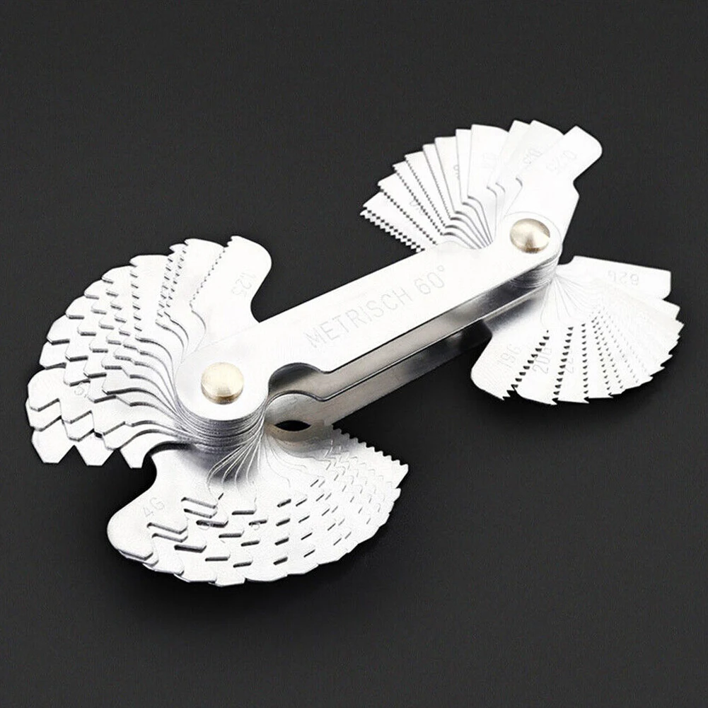 

Набор из двух комплектов измерителей шага резьбы: 51 американский (SAE) и 58 метрических/имперских измерителей для профессионального измерения резьбы.