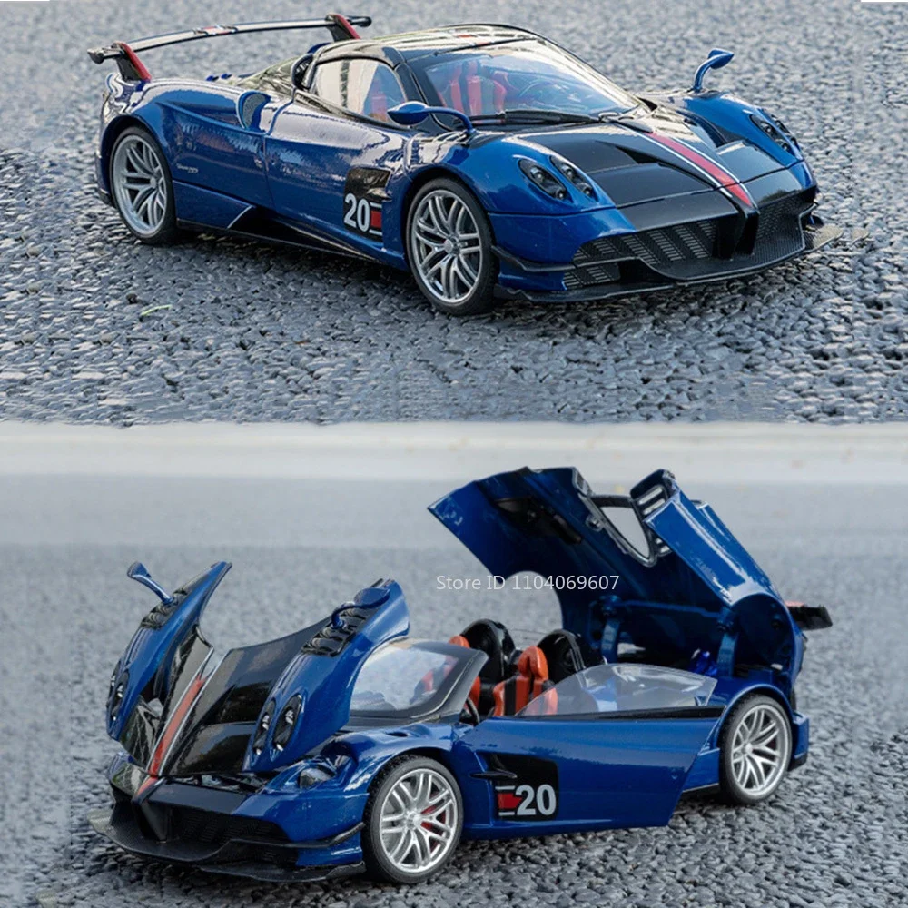 1:18 Pagani Huayra Roadster BC Car Toys Alloy Diecast Models Doors Opened Shock Absorption Collection Racing Vehicle for Boys