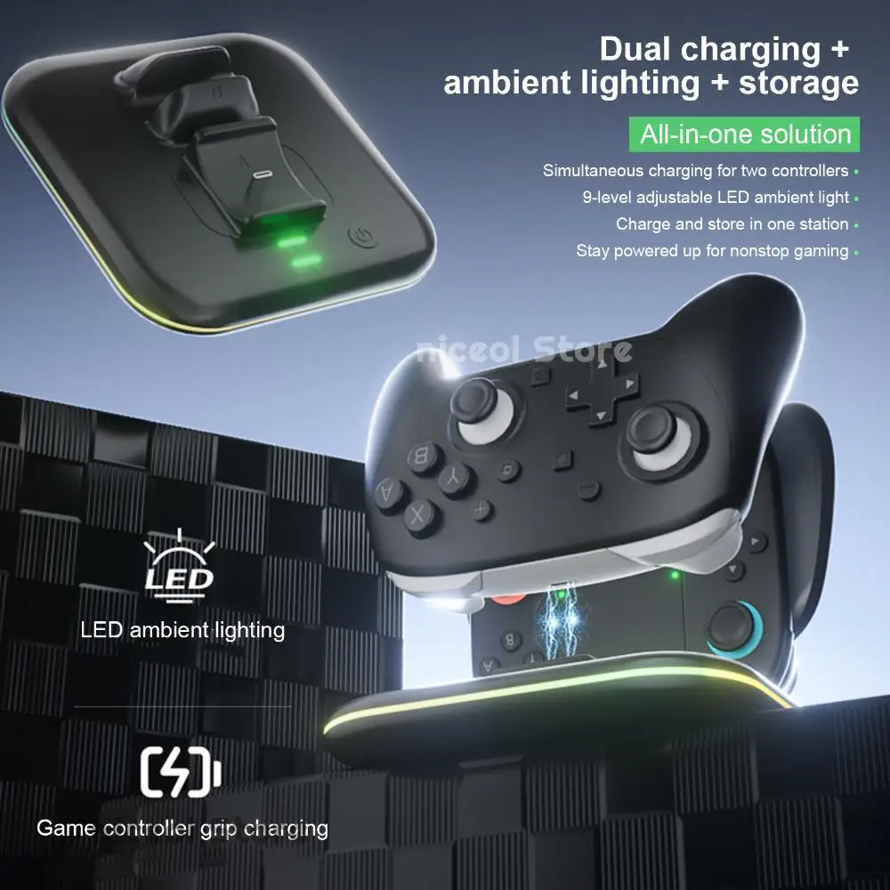 

Зарядная док-станция для Nintendo Switch 2 PRO и Joy-Con с LED-индикатором и 9 режимами подсветки