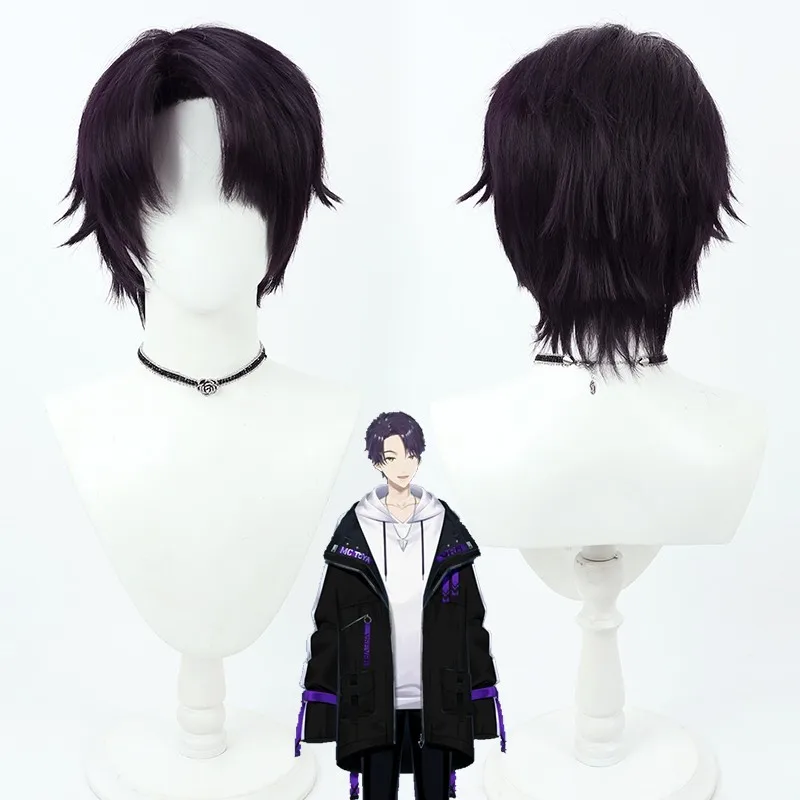 Anime Vtuber Nijisanji Kenmochi Toya Cosplay Wig Halloween Party Prop Synthetic Hair Heat Resistant Fiber + Wig Cap