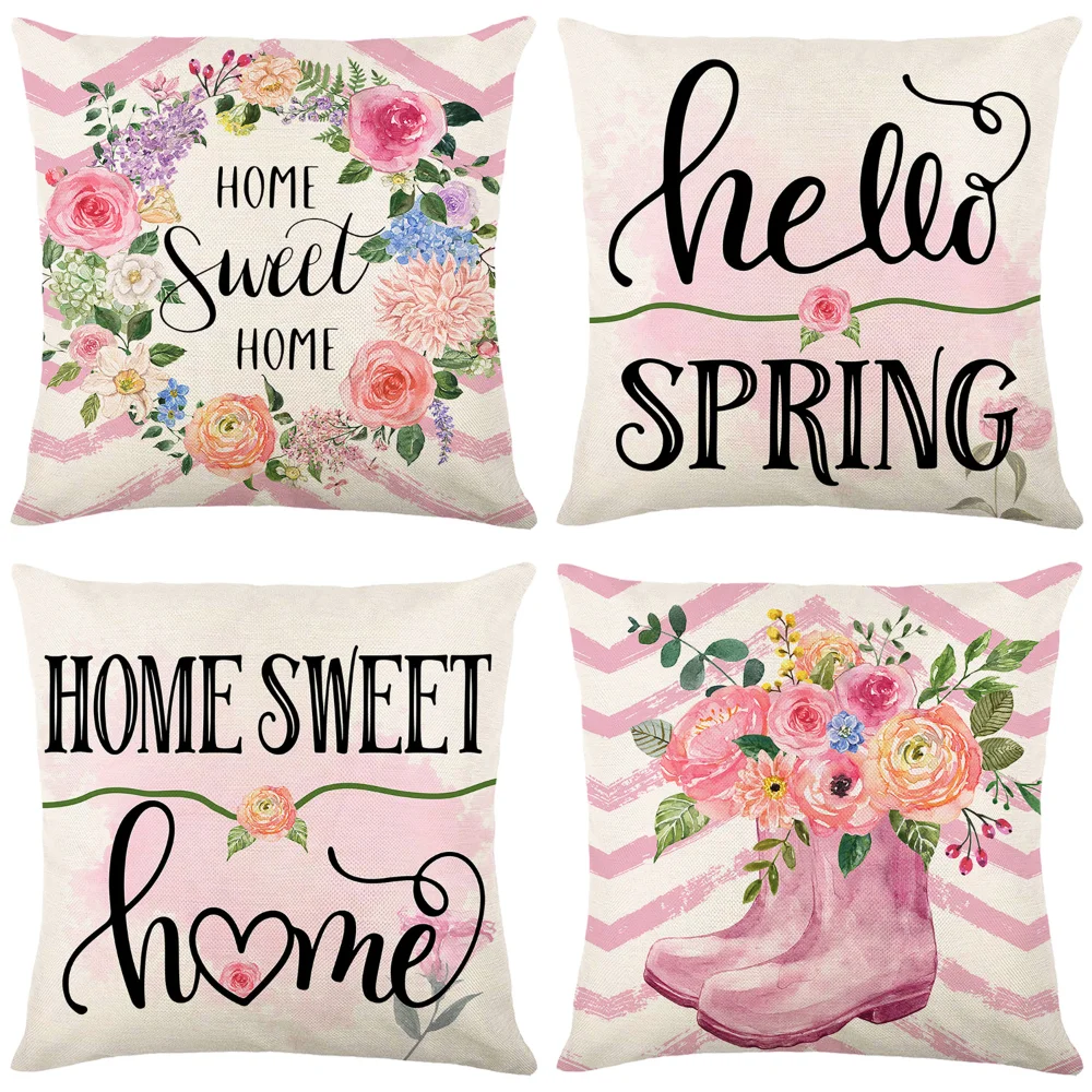 

Pink Cushion Cover Floral Pillowcase Beautiful Flowers Pillowcase Girls Room Dormitory Decorations Cushion Case Pillow Cover