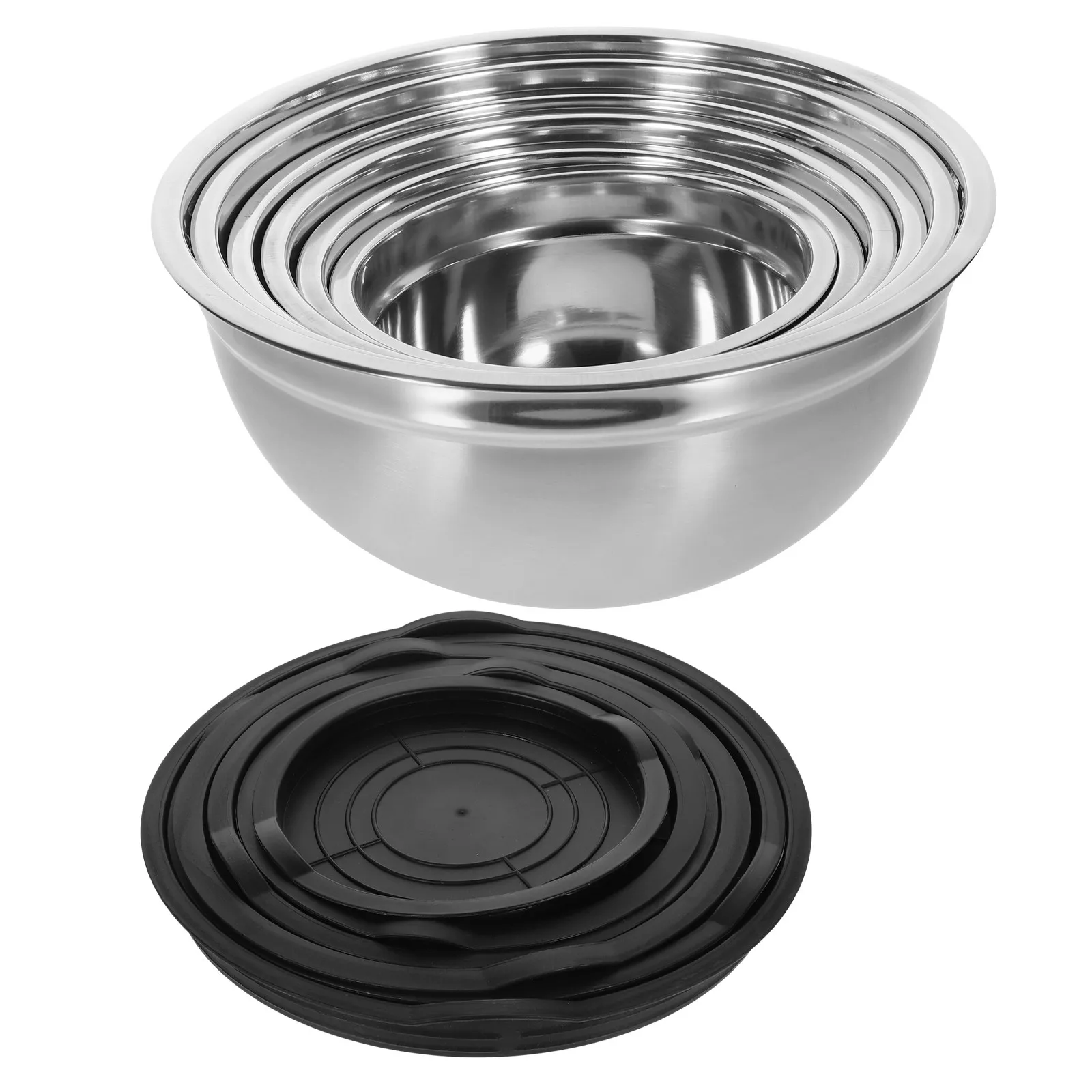 1Set Stackable Nesting Stainless Steel Food Container Set Multipurpose Kitchen Mixing Serving Bowl Airtight Storage Freshness