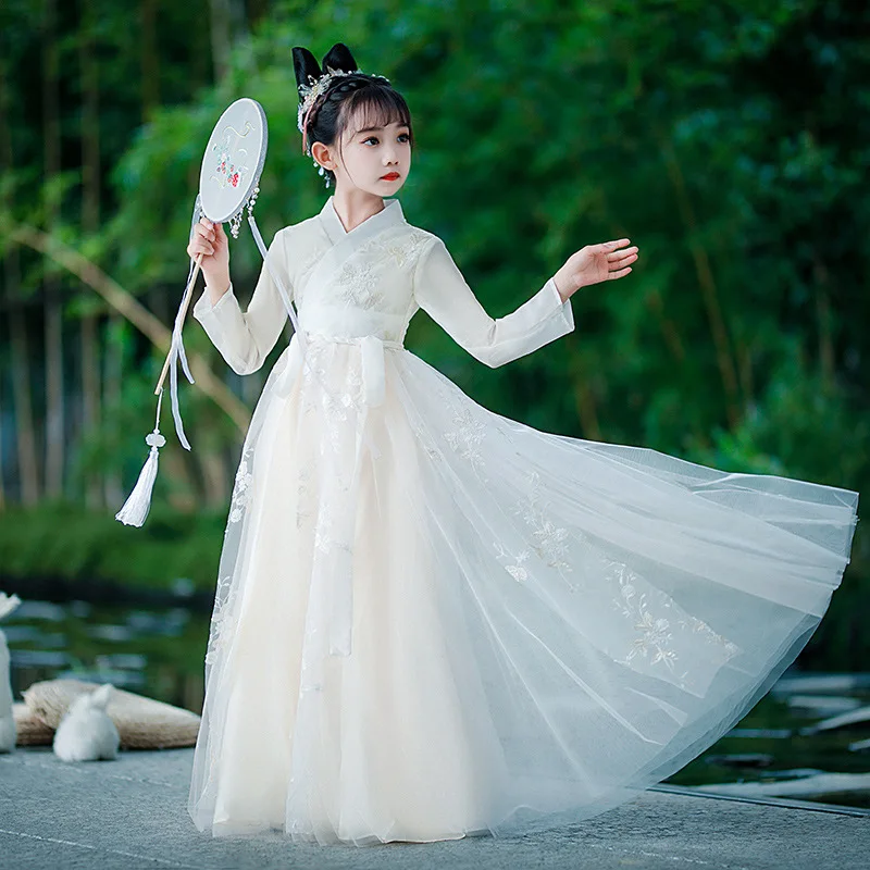 Girls Hanfu Dress Traditional Chinese Cloth Outfit Ancient Folk Dance Stage Costumes Oriental Kids Fairy Princess Cosplay