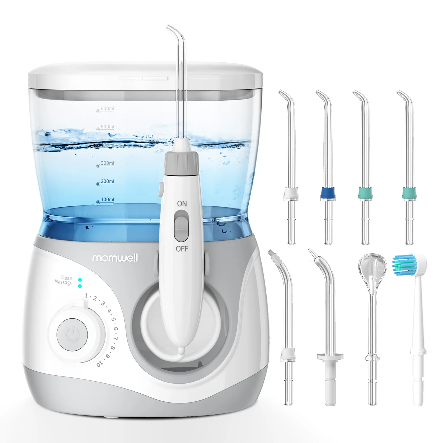

Mornwell Water Flosser With 8 Nozzles 600ml High-volume Home Electric Oral Irrigator For Oral Care Cleaning Teeth Effectively
