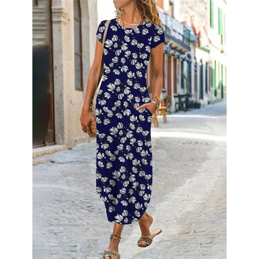 Vestido de verano de manga corta para mujer, traje bohemio con volantes, estampado Floral, Estilo Vintage, para fiesta, novedad de 2023