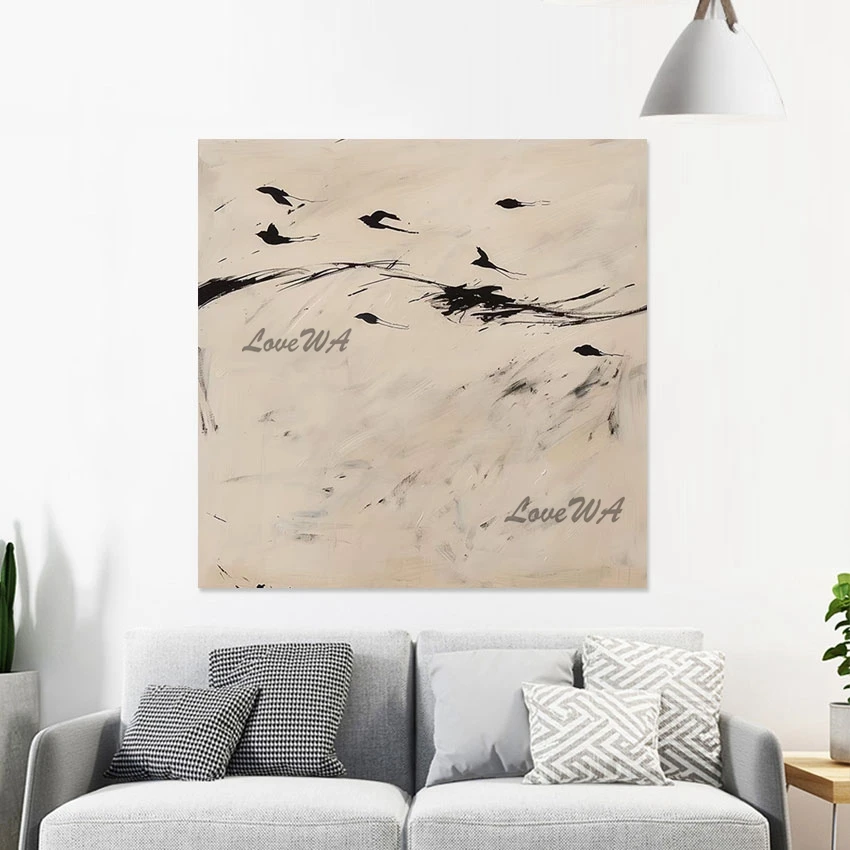 Large Living Room Wall Pictures Frameless Modern Abstract Flying Swallow Hand Paintings Canvas Decorative, Animal Art Mural