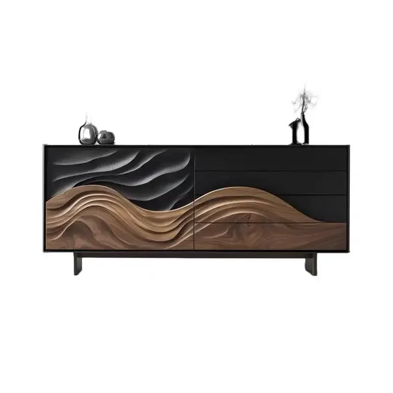 خزانة جانبية لتناول الطعام فاخرة وخفيفة الوزن وخزانة مدخل مصممة من القرون الوسطى وخزانة تلفزيون لغرفة النوم من الخشب الصلب #1