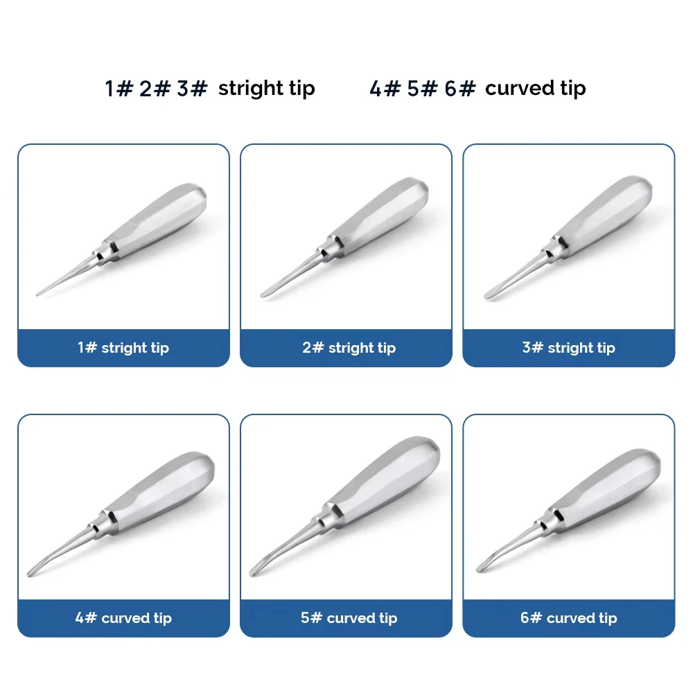 1PC Dental Extraction Elevator Stainless Steel Tooth Dentist Tool Stright Curved Root Elevator Minimally Invasive Dentistry Tool