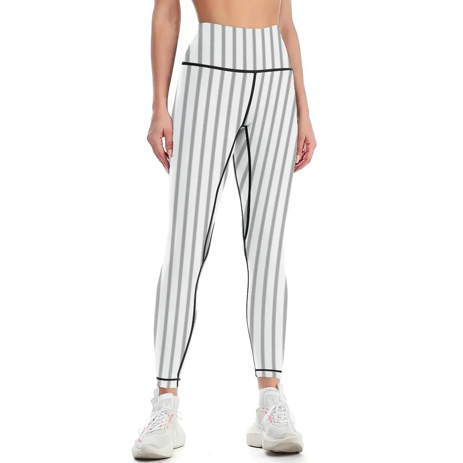 

Grey Pinstripe Design On White Background Leggings Women sports active wear gym wear Womens Leggings