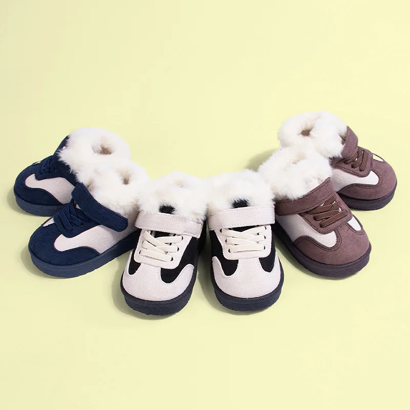 Toddler Shoes Warm Casual Sneakers, Protective Round Toe, Flexible Sole for Indoor & Outdoor