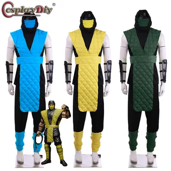 Gra Mortal Kombat X Scorpion kostium Sub-Zero Cosplay żółty niebieski bitwa walki strój męski dorosły pełny kostium Halloween karnawał