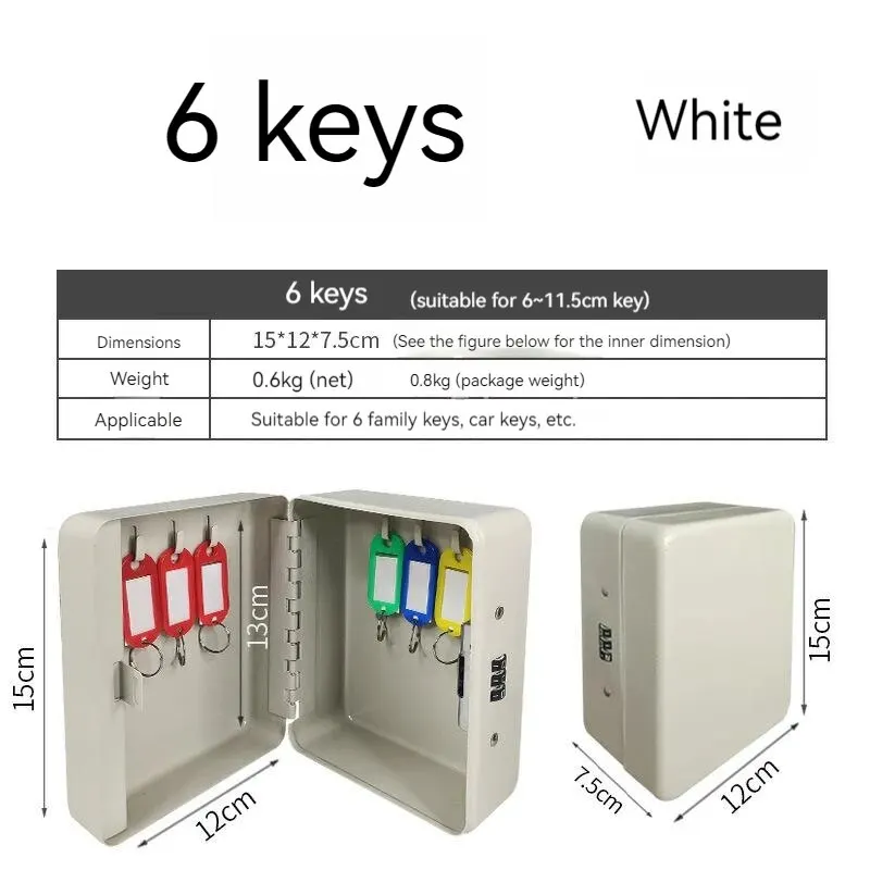 New 6 Keys Safe Storage Cabinet Password/Key Lock Spare Car Key Metal Organizer Box For Office Factory School Wall-mountable