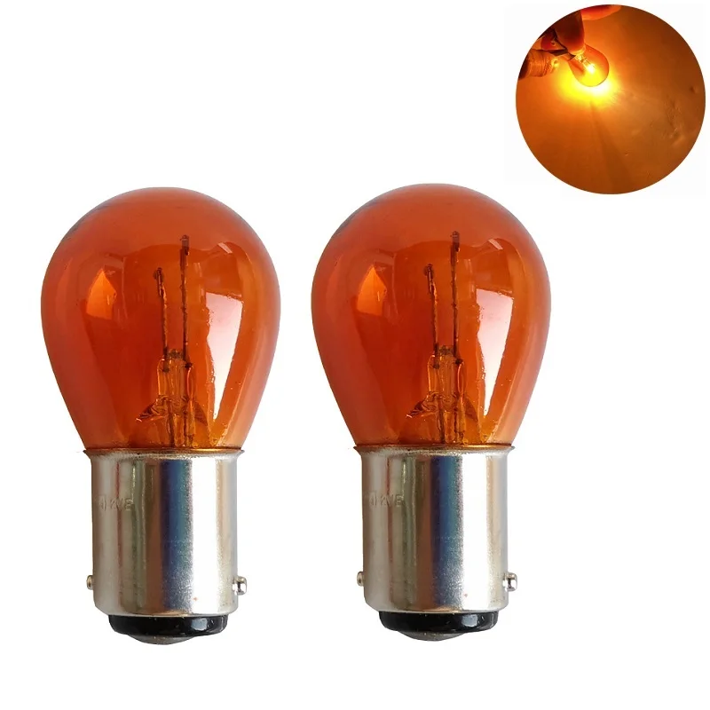 2pcs car 1157 P21/5W BAY15D 1156 P21W BA15S 12v 21W halogen lamp warm white reverse light brake bulb Stop Light Turn Signal DRL view 2