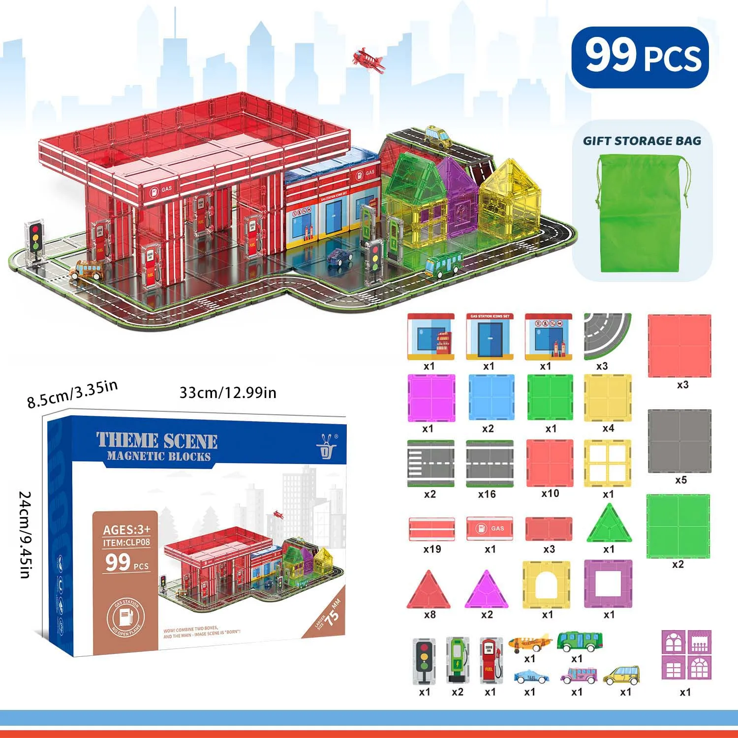 Kind Magnetische Fliesen Straße Set Junge Spielzeug Tankstelle Magnetische Fliesen Szene Bau Straße Gebäude Vorschule Aktivitäten Sensorischen Spielzeug