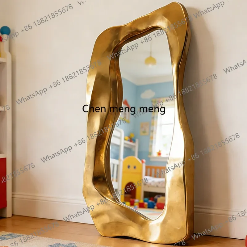 YL Retro irregular floor-to-ceiling mirror home creative fitting mirror special-shaped French wabi-sabi full-length mirror