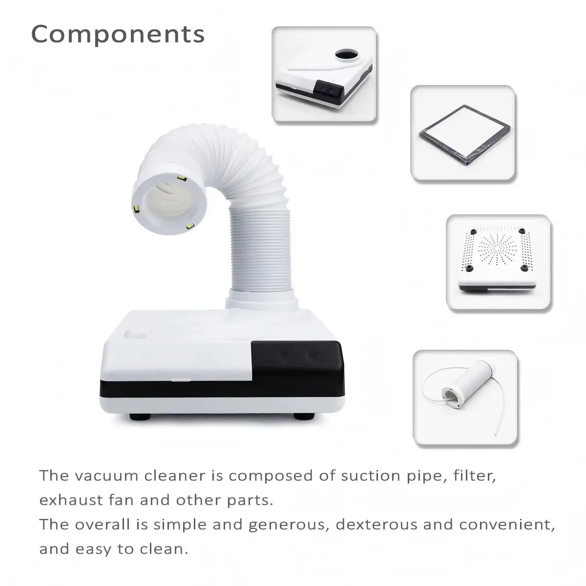MANDA 60W LED Dental Vacuum Cleaner Dust Collector Extractor Dental Lab Dust Suction Machine for Dental Polishing Dentist tools