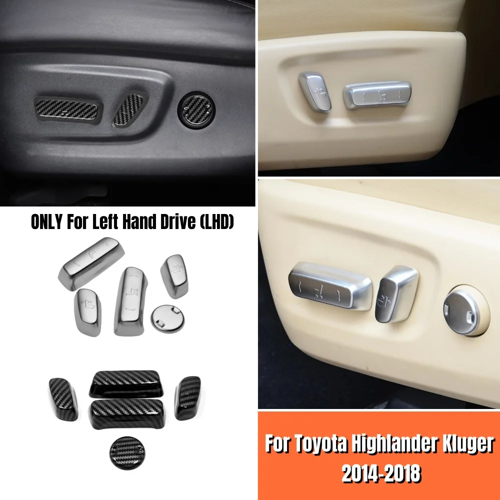 

For Toyota Highlander Kluger 2014-2019 Car seat adjustment knob button switch cover trim ABS Matte Car Styling Accessories 5pcs