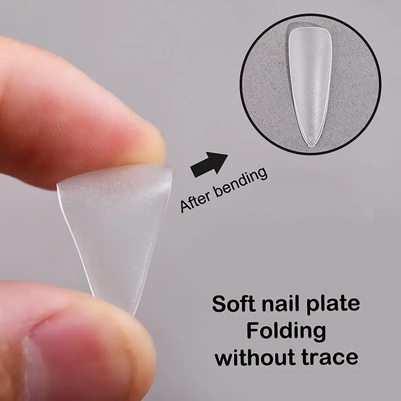 100Pcs/box XS/S/M Fake Nails No Polishing No Trace Press On Nails Clear Artificial Thin Nail Tips For Nail Extension Home DIY