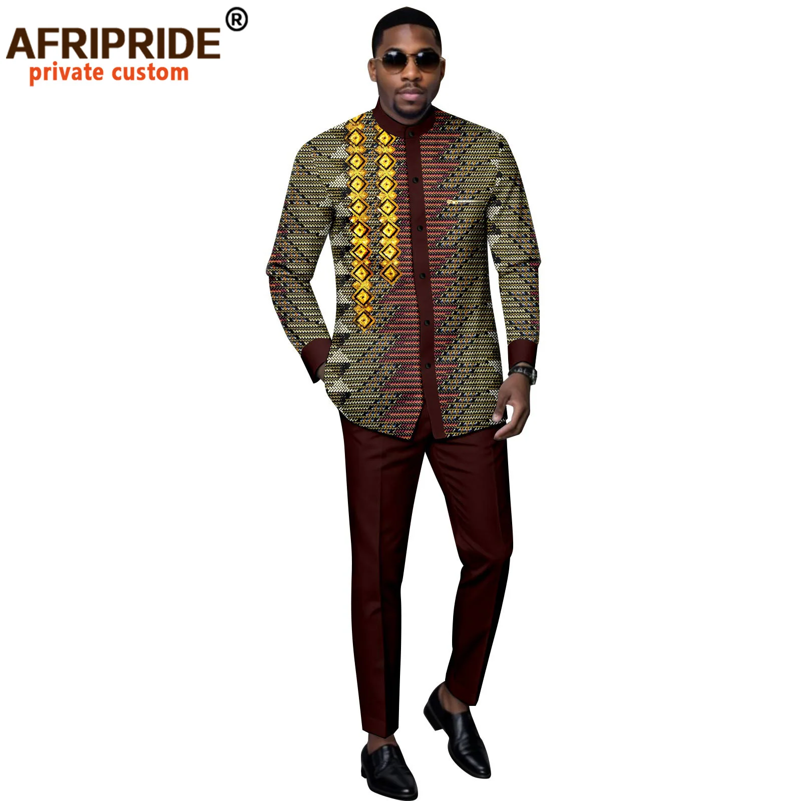 New Casual Men\'s Suit Fashion African Hot Gold Two-piece Jacket + Pants  Mens Clothes  Clothes for Men  Tracksuit Men  Tracksuit