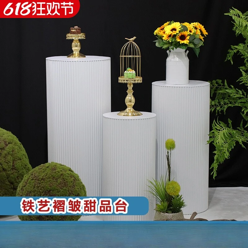 

Wedding wedding props wrought iron cylindrical pleated dessert table cake table stage scene arrangement decorative ornament road