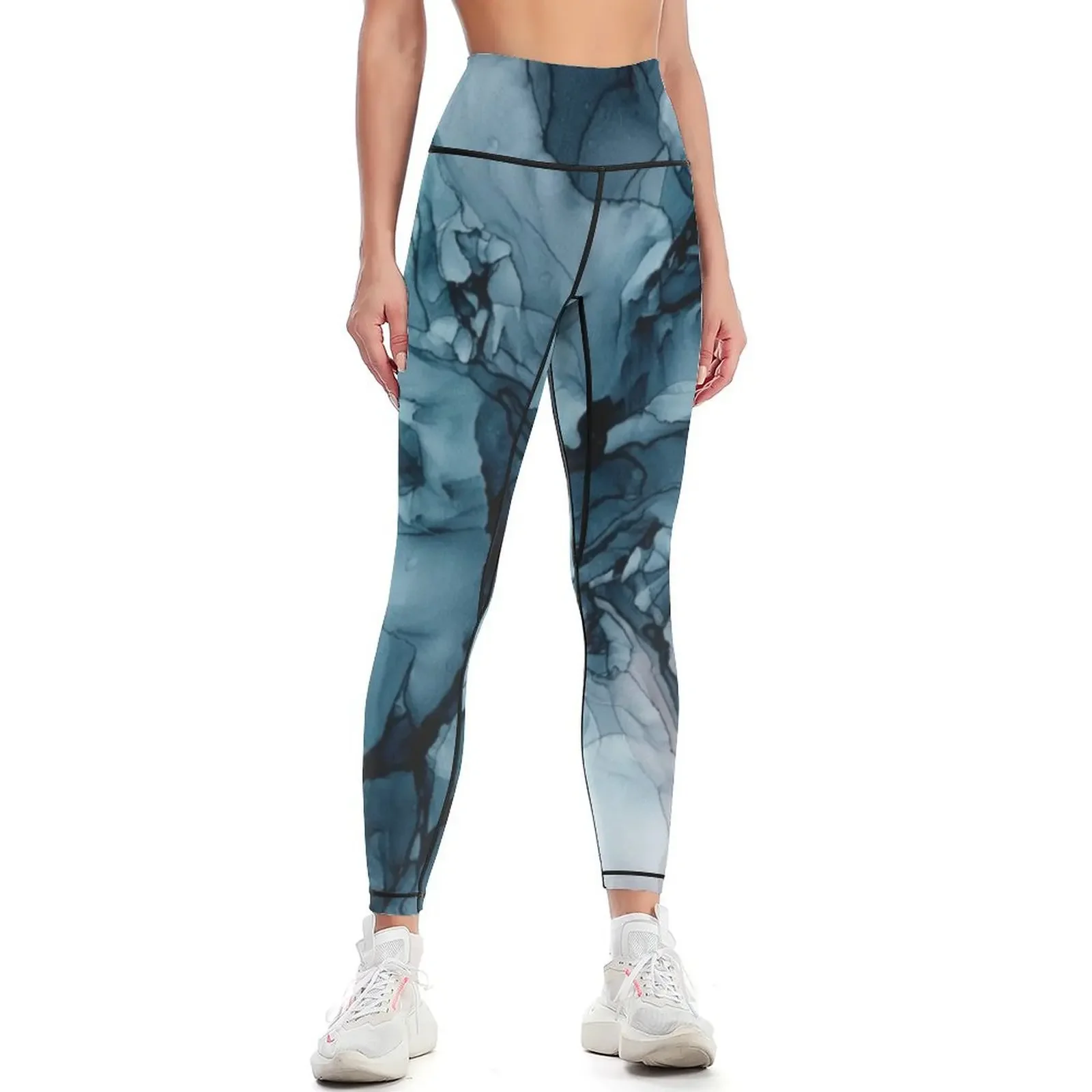 

Blue Seas Mauve Sand Abstract Flow Painting Leggings Pants sport gym's clothing workout clothes for Womens Leggings