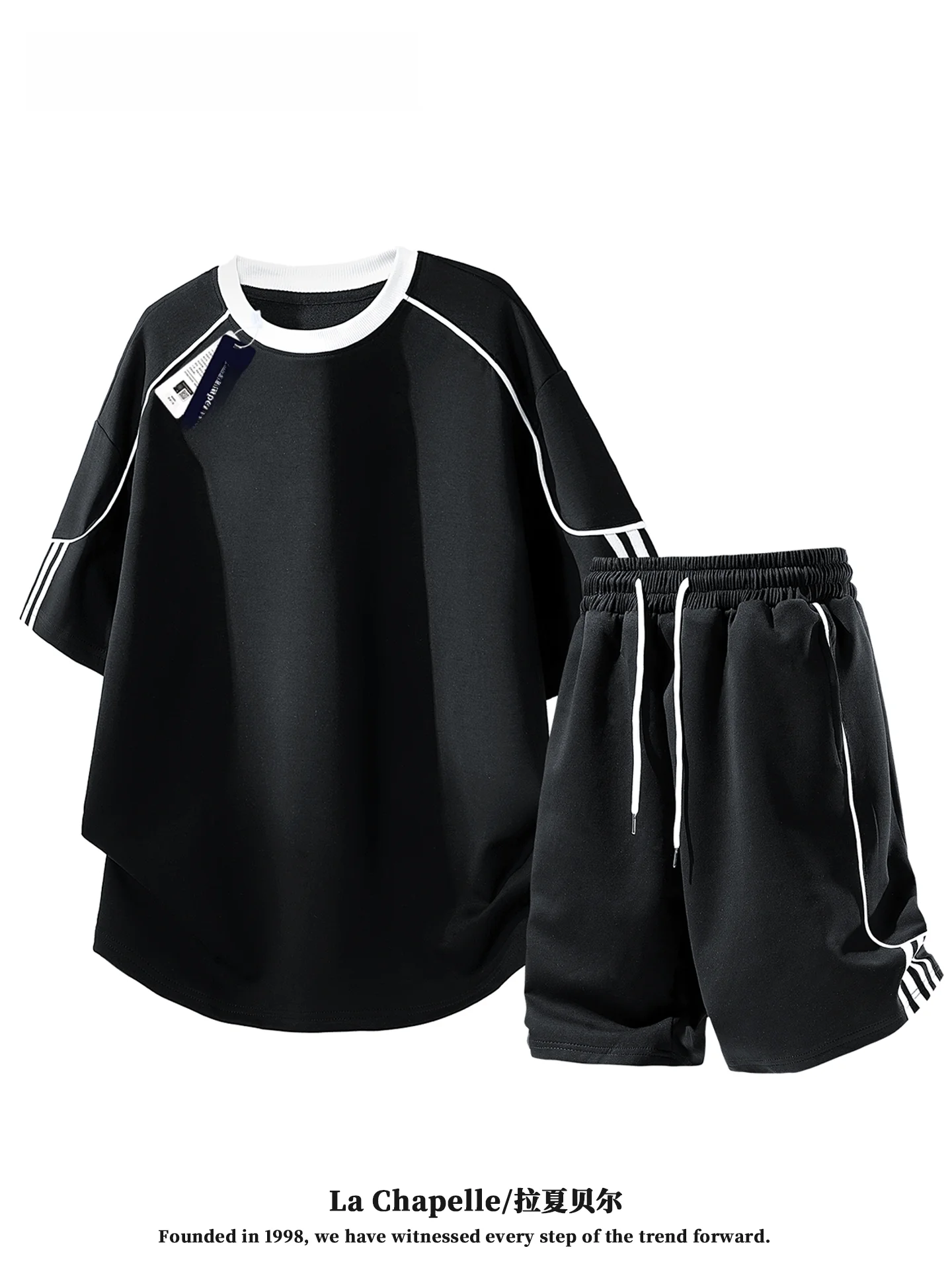 completo-sportivo-uomo-la-chapelle-estate-2026-set-casual-con-maglietta-a-maniche-corte-e-pantaloncini-color-block-in-misto-cotone-poliestere