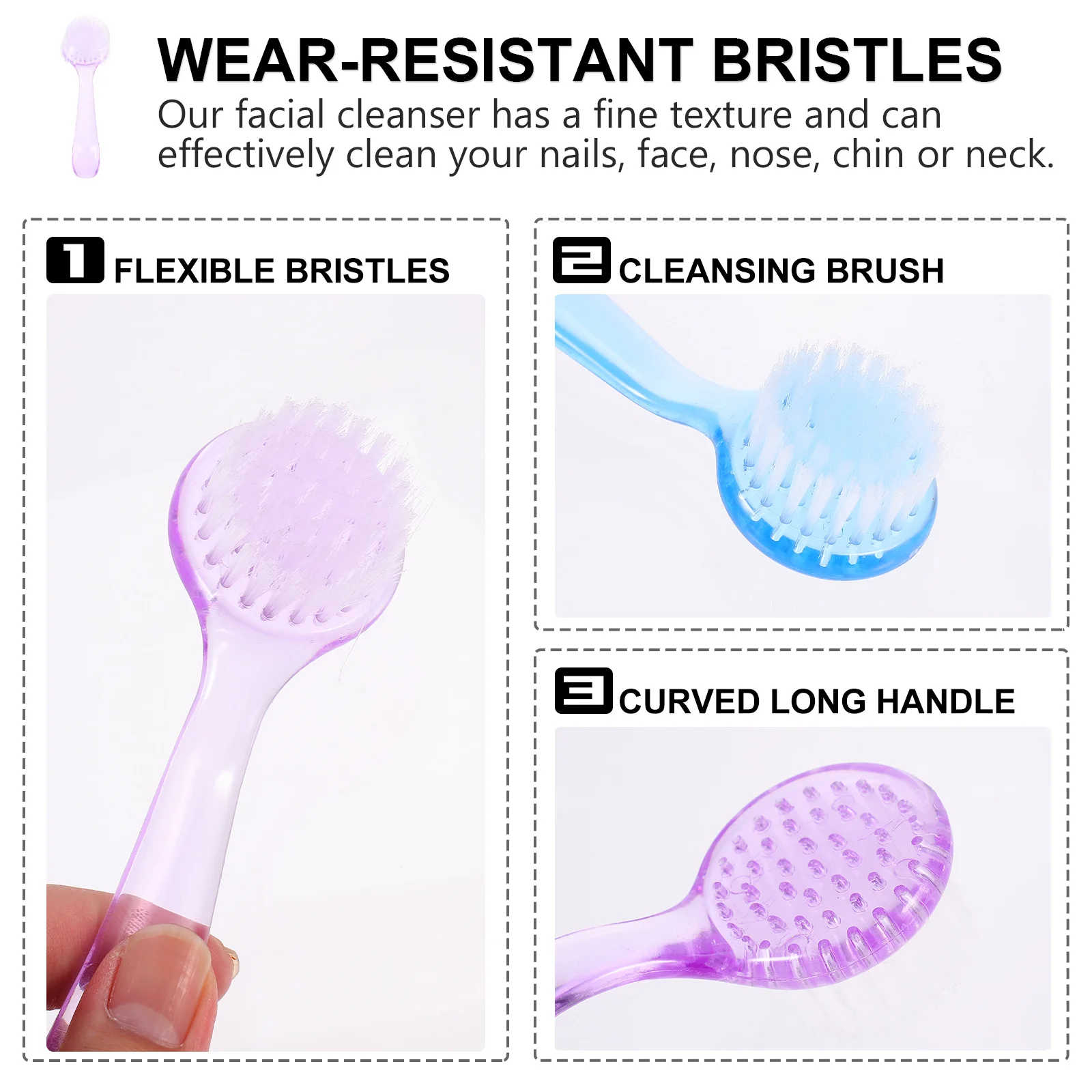 

6Pcs Nail Brush Facial Scrubber Exfoliator Deep Clean Fingernail Cleaning Brush Nail Cleaner