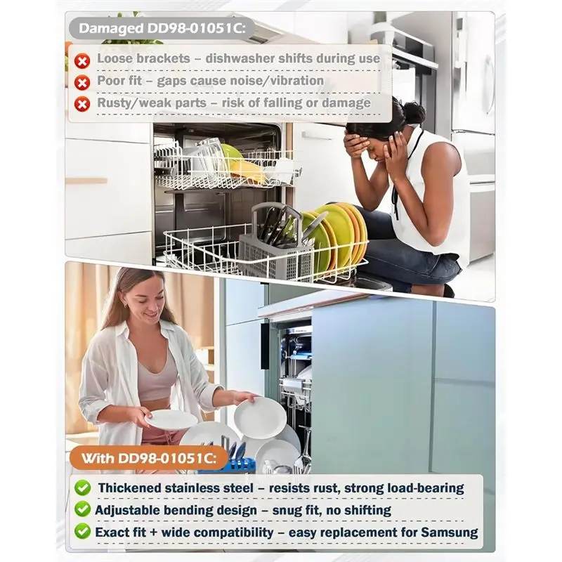 [Great Sell】 For DD98-01051C Dishwasher 4Pc Installation Bracket Kit For Dishwasher Mounting Support Parts
