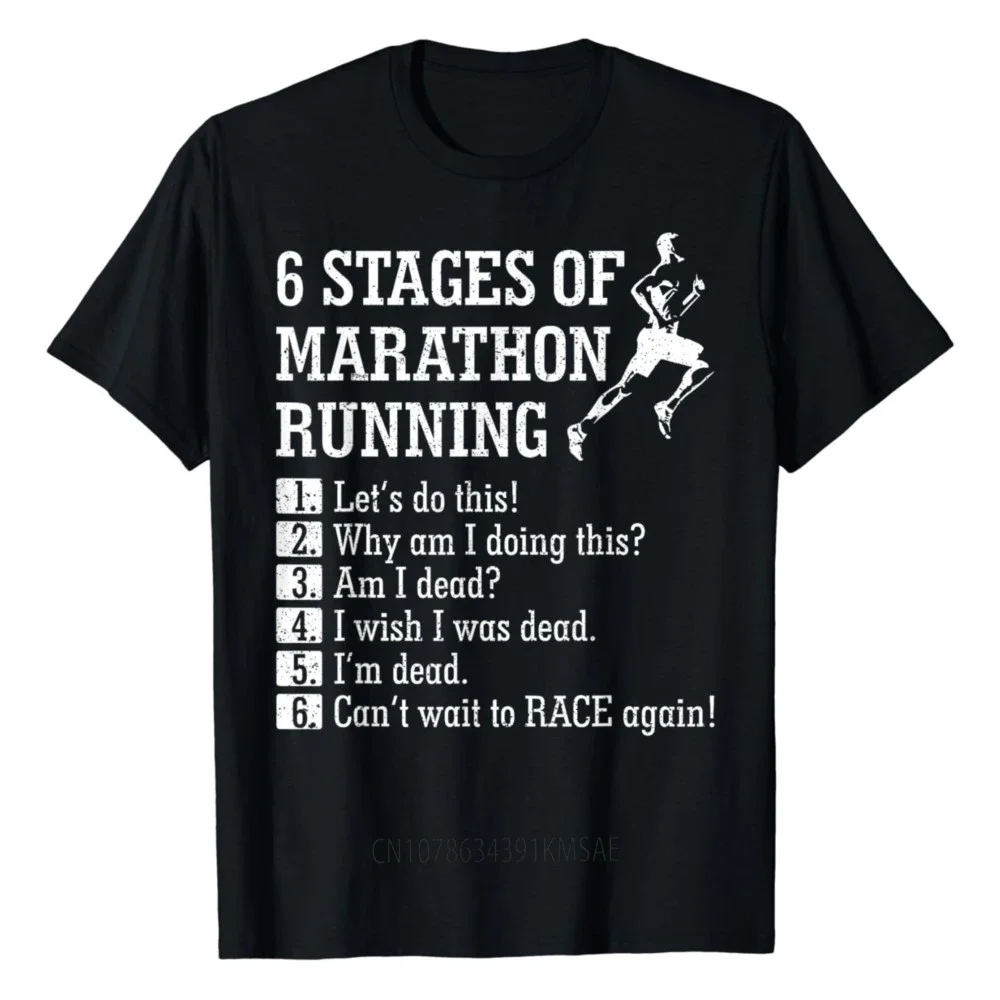 6 Stages of Marathon Running Tee Shirt Gift for Runner T-Shirt Graphic T Shirts  Men Clothing Tops Camisas Streetwear