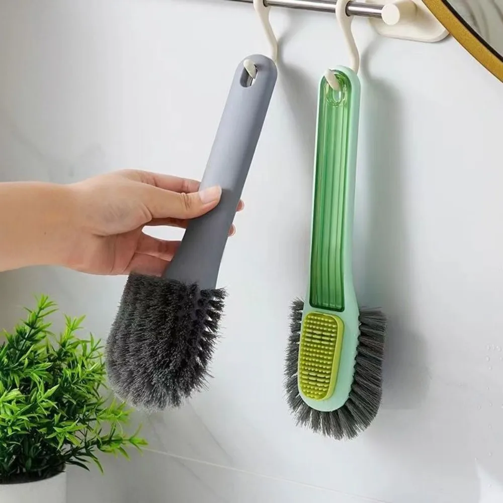 

Двусторонняя многофункциональная щетка для обуви, легкая роскошная пластиковая щетка для чистки, мягкая щетина, длинная ручка