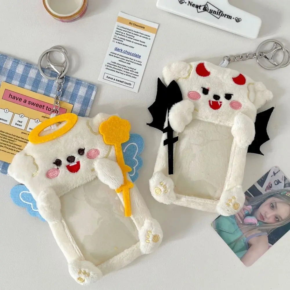 Fashion Devil/Angel Photocard Case Cartoon Photo Card Holder Multifunctional Bag Keychain GIft