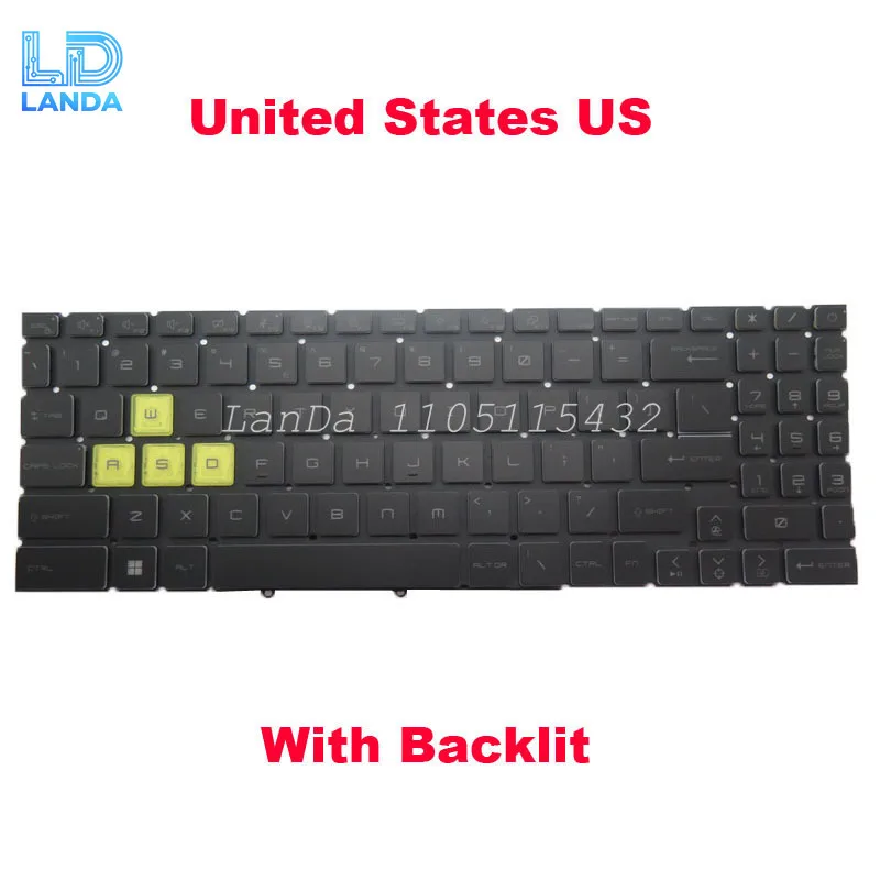 

Monochrome Backlit Keyboard Limited Edition For MSI Crosshair 15 R6E B12UEZ B12UGZ C12V C12VE C12VF C12VG English US Black New