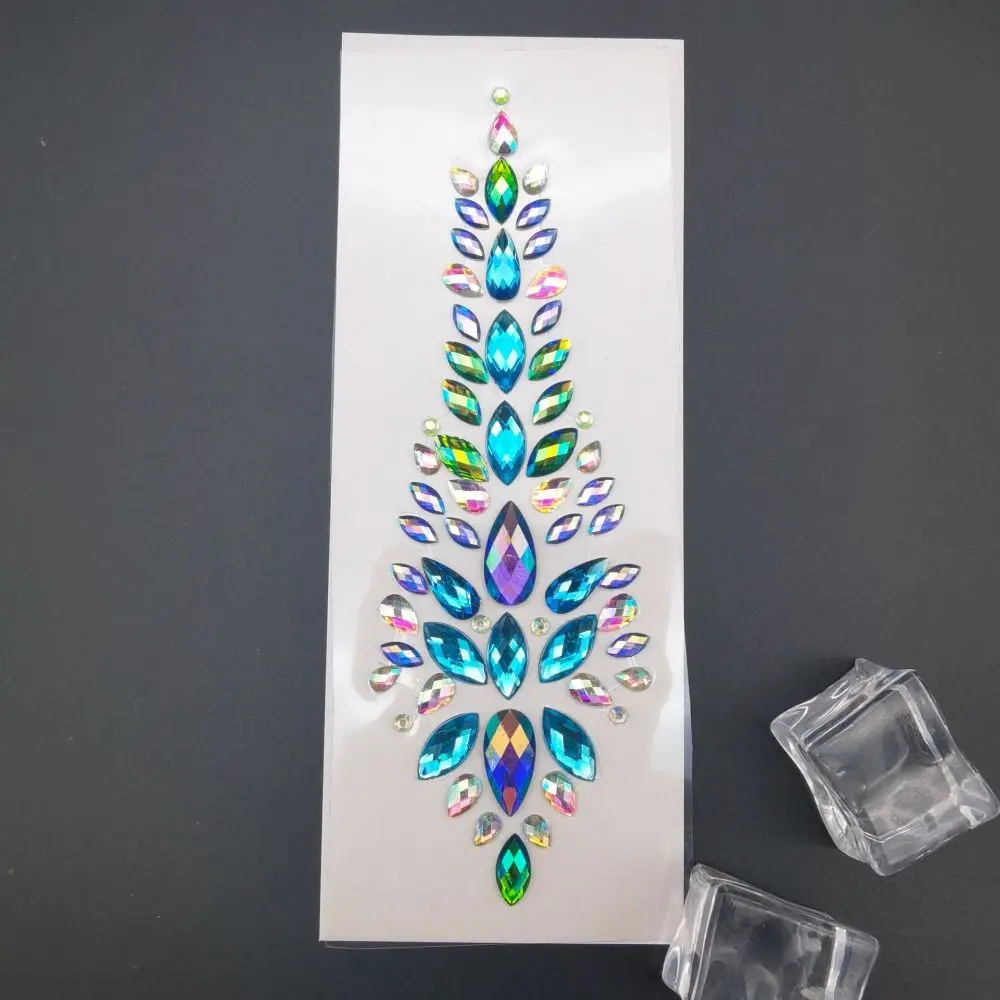 

Fashion EDM Music Festival Tattoo Stickers Glitter 3D Crystal Forehead Sticker Crystal Hair Jewels Body Face Colored Rhinestone