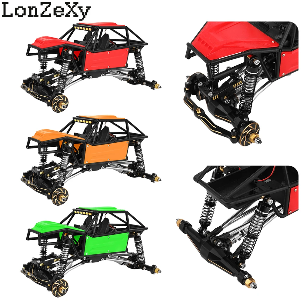 TRX4-M 4×4 RC Car Chassis Frame with Plastic Body Shell Brass Axles Metal Gearbox Links DIY for 1/18 RC Crawler Car TRX4M Parts