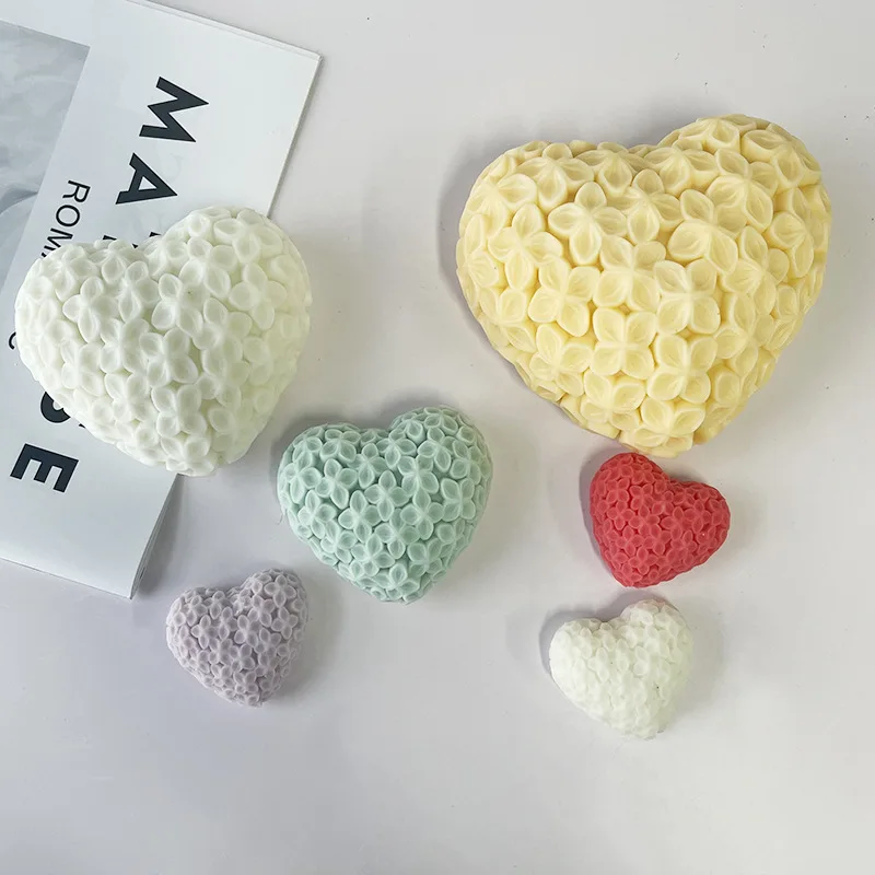 

DIY Heart Flowers Candle Silicone Mold Handmade Soap Making Supplies Mousse Chocolate Mold Valentine's Day Gift Wedding Decor