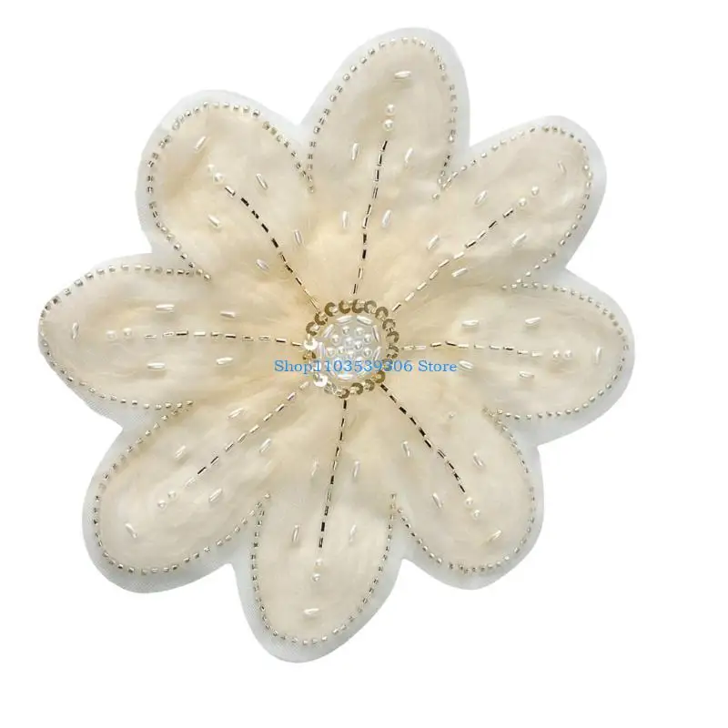 

400A Durability Handmade Flower Appliques Artistic Sequins Embroiderys Flower Brooches for Personality Apparels