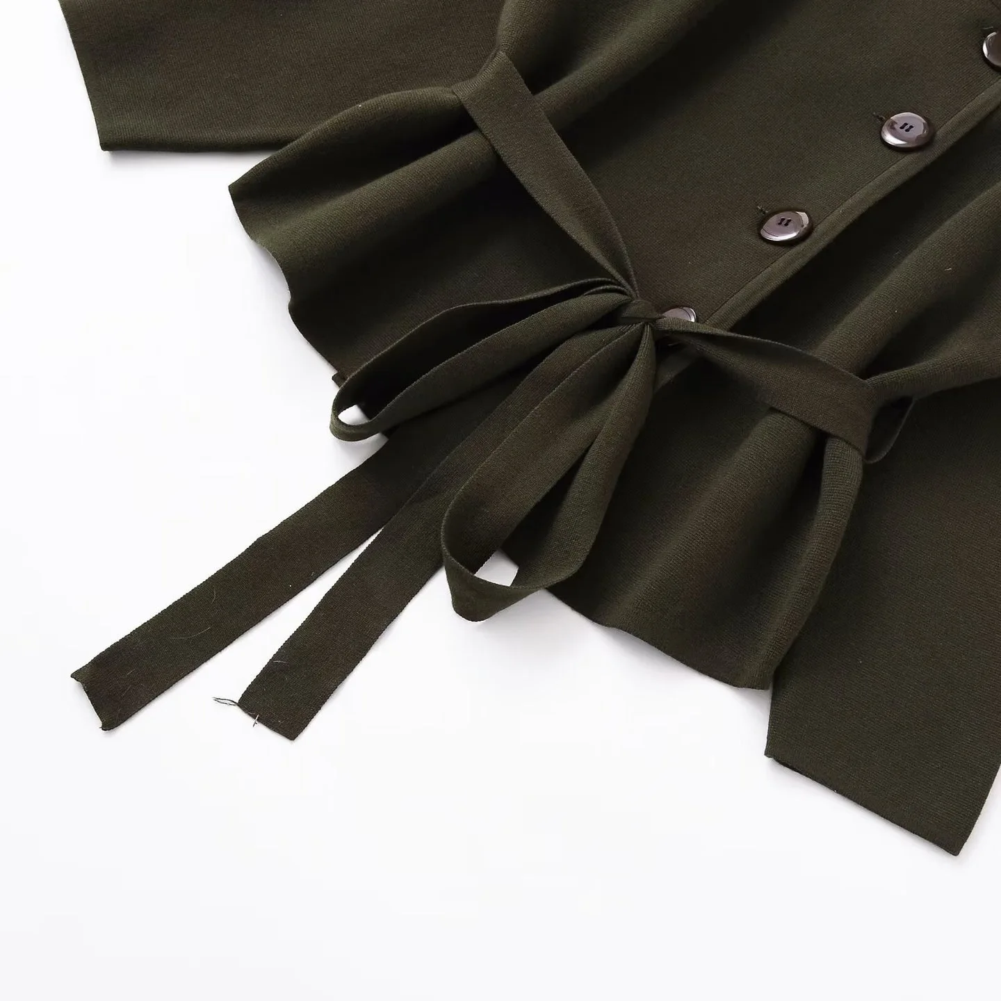 Herfst Dames Jas Met Ronde Hals Gordel Modieus Eenvoudig Gebreid Uitloper Casual Warm Lui Elegant Slim-Fit Vest