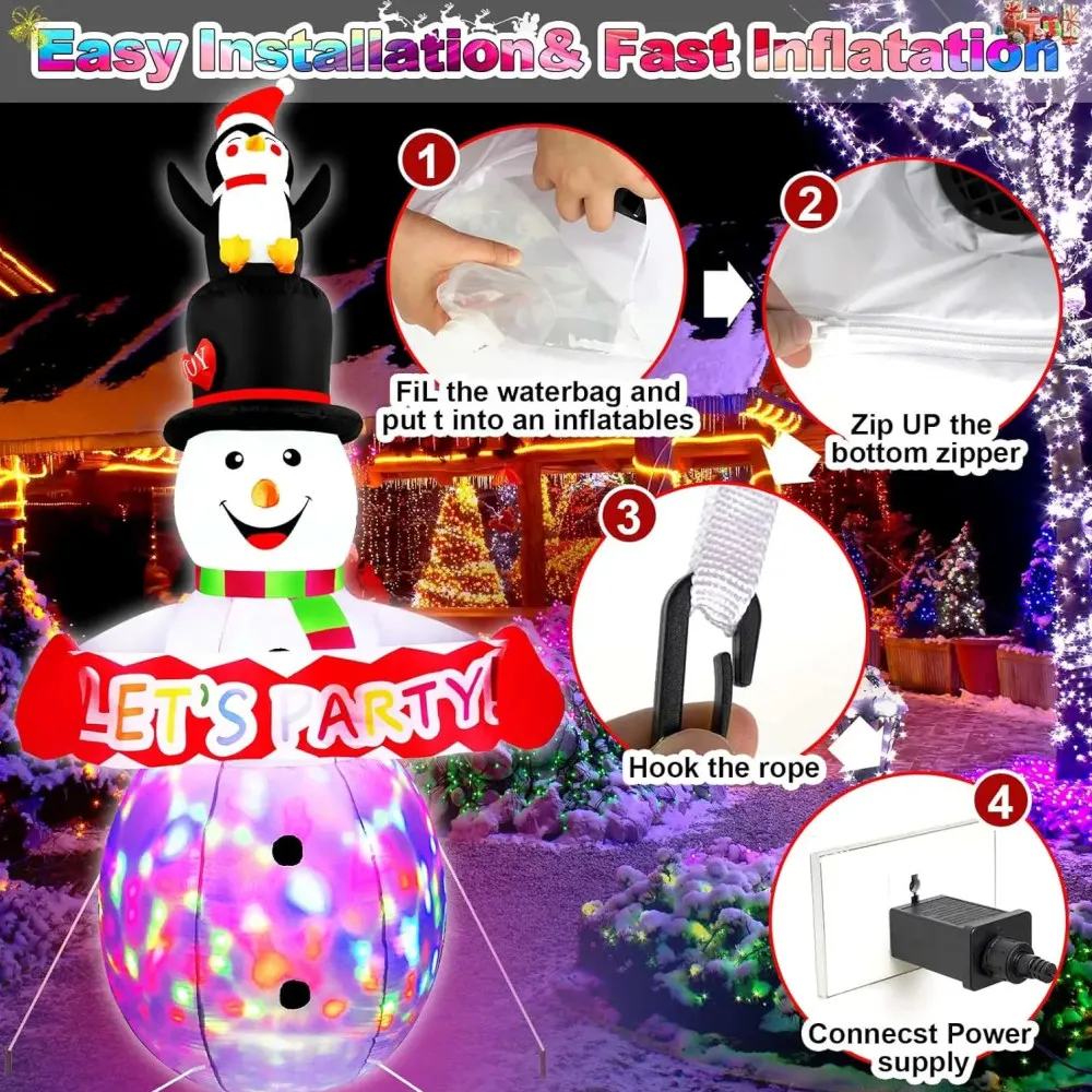 2.4M Overhead Penguin Snowman gonfiabili natalizi luci a LED decorazioni gonfiabili decorazioni da giardino per interni ed esterni