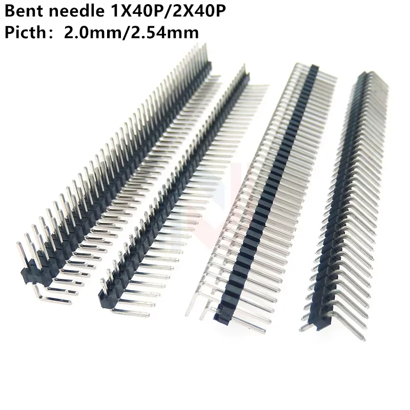 5PCS 1x40 2X40 40Pin 80PIN 2.0mm 2.54mm Right Angle Single Row Pin Head Male 90 Degree Pin Connector Double Row Pin