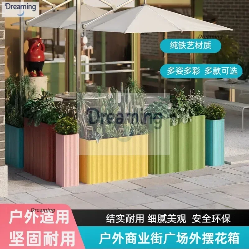 

Outdoor stainless steel flower box, green plant planting partition, long flower trough, sales department, flower bed