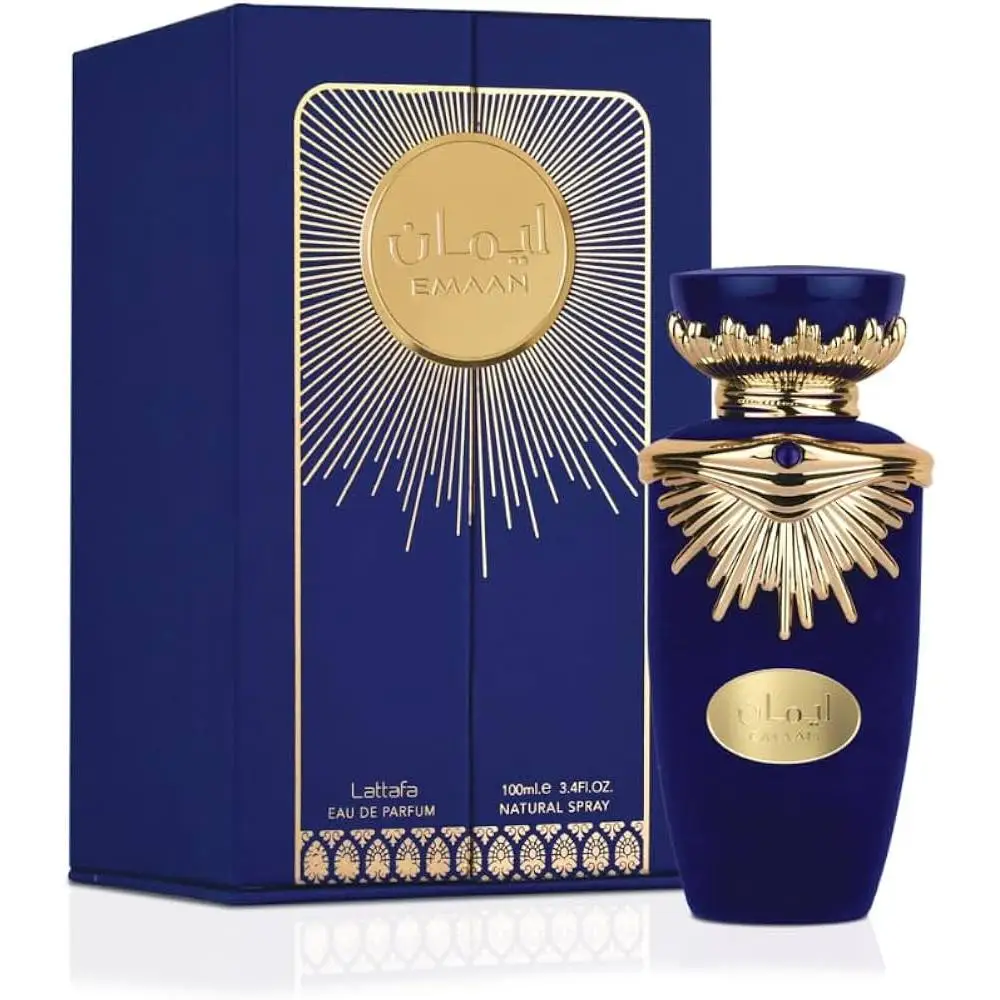 Emaan Lattafa, perfume Árabe para mujeres y hombres de aroma duradero elegante y dulce . 100x100 original , 100 ml.