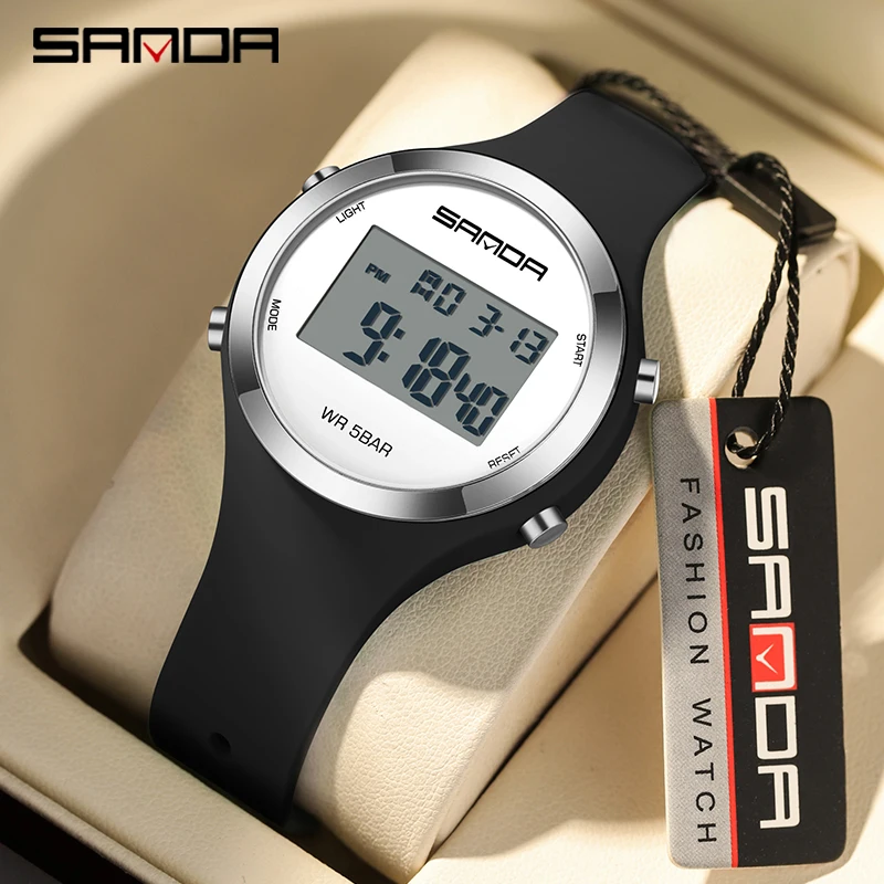 SANDA-reloj Digital deportivo para hombre y mujer, pulsera electrónica LED, resistente al agua