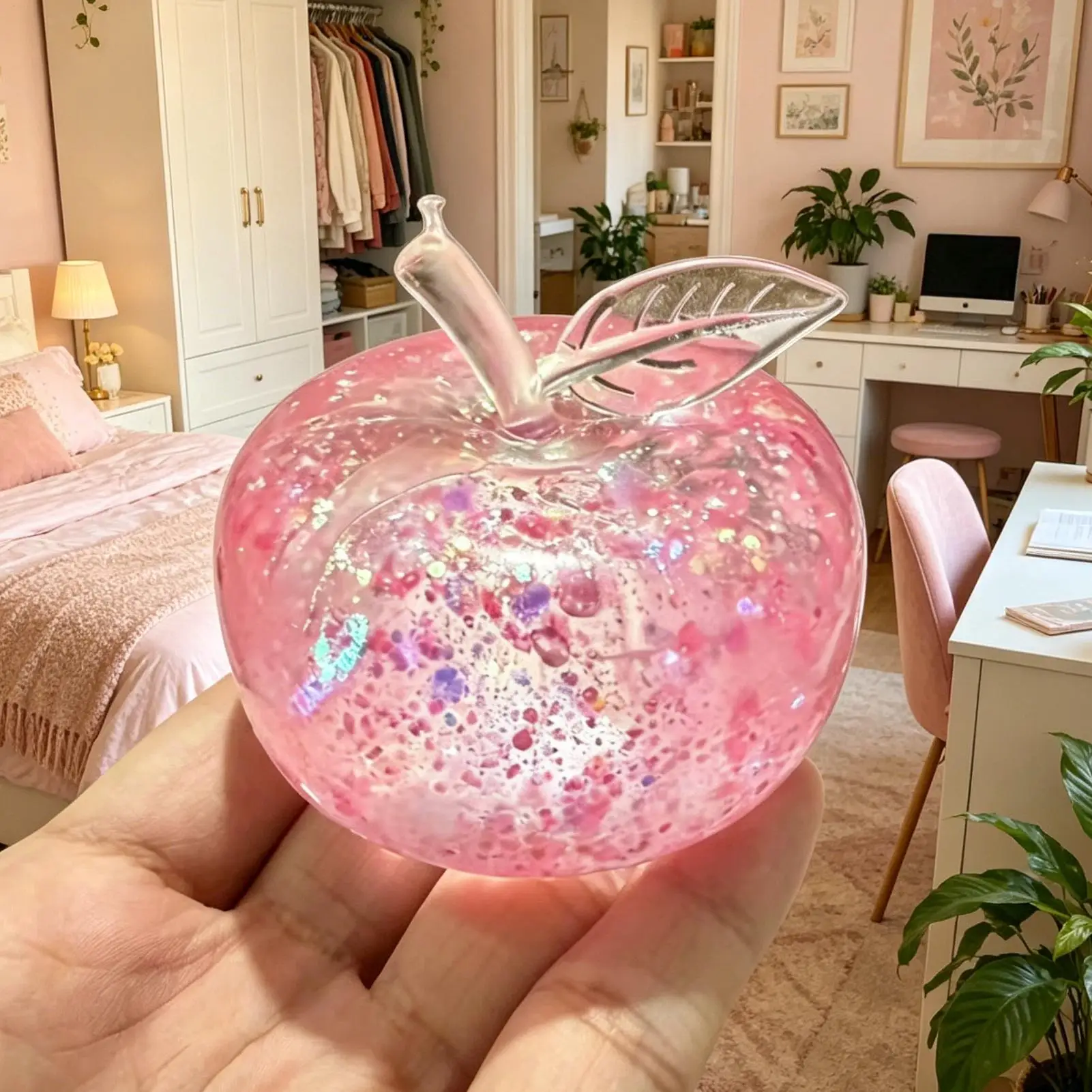 Slow Rising Fruit Sequin Realistic Squeeze Fidget Toy Soft, Slushy Apples Toy To Squeeze Soft Fluffy Apples Toy Bouncy Fruit Toy