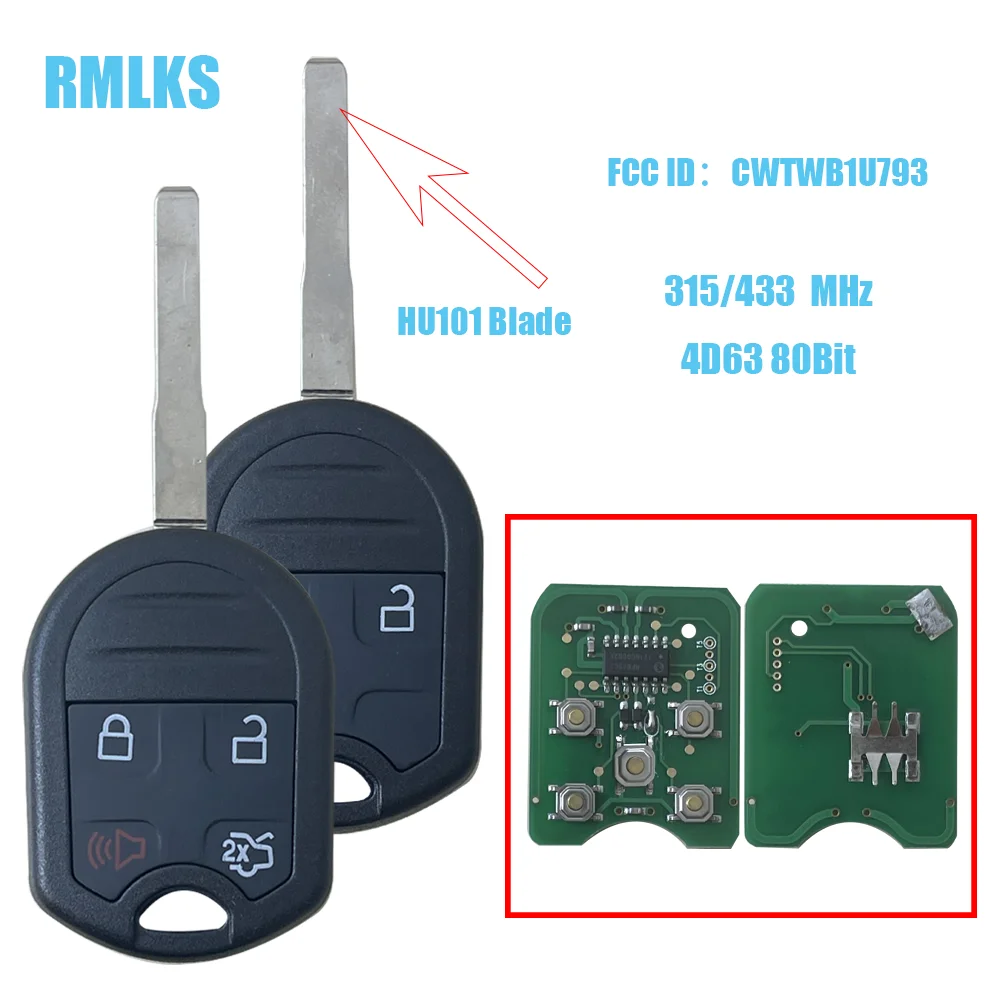 

CWTWB1U793 Remote Smart Car Key For Ford Expedition Explorer Flex Taurus For Lincoln 315/433Mhz With 4D63-80Bit Chip