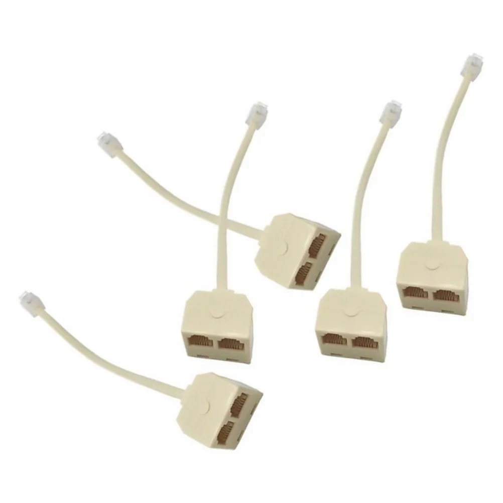 5 Pcs Landline Splitter Converter Cable Phone RJ11 Telephone Plug Two Way Adapter Dispenser